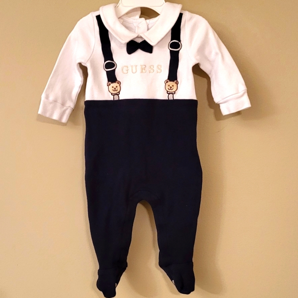 Guess embroidered footed sleeper/footie